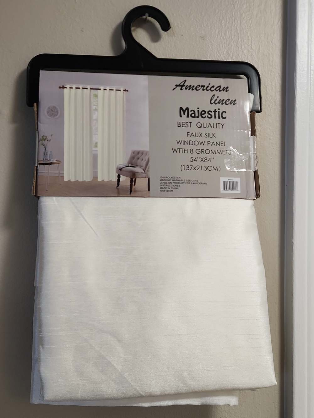 American Linen Majestic Faux Silk Window Panel - White